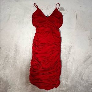 Red Ruched Dress from FashionNova | Size S